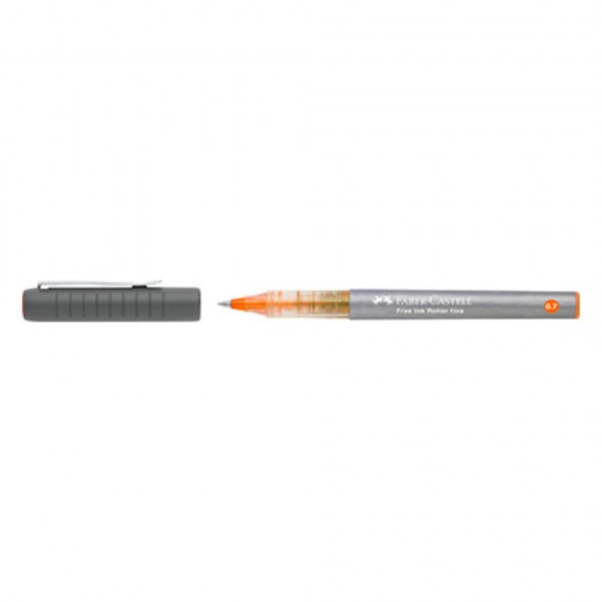 Roller Free Ink Faber-Castell, Varf 0.7 mm, Mina Portocalie, Roller cu Gel, Roller Gel, Roller Free Ink, Roller Faber-Castell, Rollere Faber-Castell, Roller Dessen, Rolller pentru Desen, Roller Grafica, Roller petnru Grafica