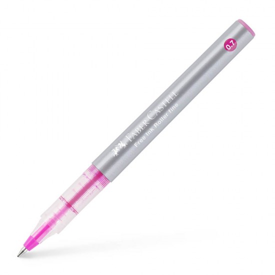 Roller Free Ink Faber-Castell, Varf 0.7 mm, Mina Roz, Roller cu Gel, Roller Gel, Roller Free Ink, Roller Faber-Castell, Rollere Faber-Castell, Roller Dessen, Rolller pentru Desen, Roller Grafica, Roller petnru Grafica
