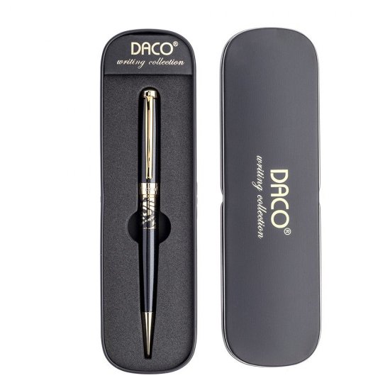Set Pix Metalic si Etui Daco, Mina Tip Parker, 1 mm, Corp Negru/Auriu, Imprimeu Folcloric Decebal, Set Pix si Etui, Pix Scriere, Pix Scoala, Pix Elegant, Pixuri Scriere, Pixuri Scoala, Pix Elevi, Set Pix Etui, Pix cu Etui, Pixuri Elevi