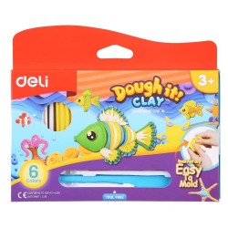 Plastilina Deli Dough It, 6 Culori, 120 g, Plastilina pentru Copii, Plastilina pentru Scoala, Plastilina pentru Gradinita, Set Plastilina 6 Culori, Set Plastilina cu Unealta, 120 g Plastilina, Plastilina Copii, Plastilina Scoala, Plastilina Gradinita