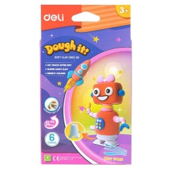 Set Plastilina Deli Dough It Soft Robot, 6 Culori, Ustensile si Instructiuni, Set Plastilina Tematica, Set Plastilina pentru Modelare Robot, Set Plastilina Robot, Set Plastelina Tematica, Set Plastelina pentru Modelare Robot, Set Plastelina Robot