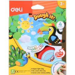 Plastelina la Borcan Deli, 4 Buc/Set, Plastilina, Plastilina Non-Toxica, Plastilina pentru Copii, Plastelina Colorata, Plastelina Multicolor, Plastelina Multicolora, Plastelina Copii, Plastelina cu Forma, Plastelina cu Forme, Plastelina la Borcan 