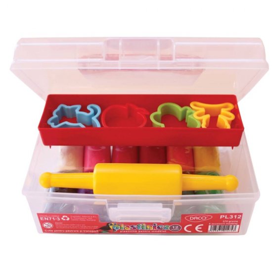 Plastilina pentru Modelat Daco Plastinica, 12 Culori, 375 g, 5 Forme Incluse, Cutie Plastic, Plastilina Scoala, Plastilina Gradinita, Plastilina Modelare, Plastilina Modelat, Plastilina pentru Copii, Plastilina Ambalata, Plastilina Daco