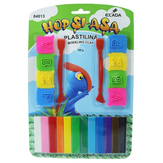 Plastilina pentru Modelat Ecada, 12 Culori, 100 g, 10 Forme Incluse, Ambalata la Blister, Plastilina Scoala, Plastilina Gradinita, Plastilina Modelare, Plastilina Modelat, Plastilina pentru Copii, Plastilina Ambalata, Plastilina Ecada, Plastilina Modelaj