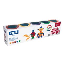 Plastilina Usoara pentru Modelat Milan Glitter, 5 Culori, 720 g, 5 Tuburi de 142 g, Plastic, Plastilina Scoala, Plastilina Gradinita, Plastilina Modelare, Plastilina Modelat, Plastilina pentru Copii, Plastilina Ambalata, Plastilina Milan