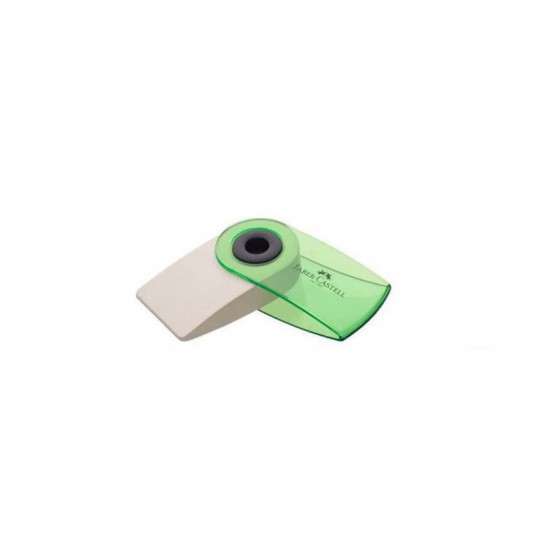 Radiera pentru Creion Faber – Castell Sleeve Mini, Verde Transparent, Accesorii Scoala, Rechizite Scolare, Rechizite Scolare Faber – Castell, Radiera Ieftina,  Radiera pentru Creion Scoala, Radiera Verde