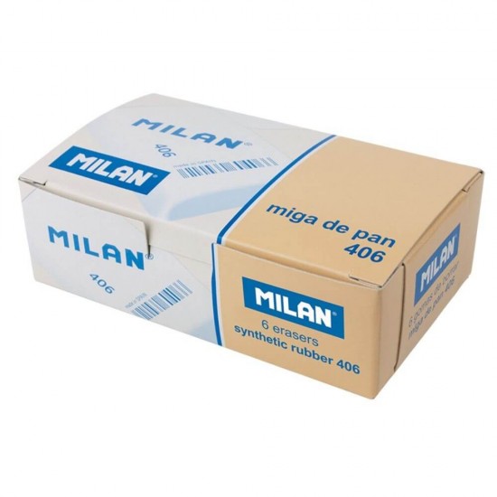 Set 6 Radiere Dreptunghiulare MILAN 406, Cauciuc Sintetic, Culoare Alba, Radiera Alba, Radiere din Cauciuc, Accesorii Birou, Radiere si Gume de Sters, Guma de Sters Creion, Set Radiere, Guma de Sters, Gume de Sters, Radiere MILAN, Rechizite Scolare