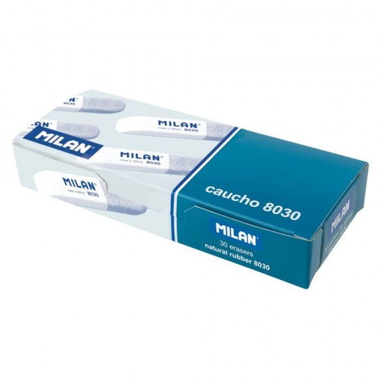 Set 30 Radiere MILAN 8030BG, Cauciuc Sintetic, Un Capat pentru Creion si Unul pentru Cerneala, Culoare Alb/Gri, Radiere din Cauciuc, Radiere si Gume de Sters, Set Radiere, Set Gume de Sters, Radiere MILAN, Radiere pentru Cerneala, Rechizite Scolare