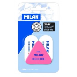 Set 3 Radiere MILAN, 2 Radiere Ovale si 1 Triunghiulara, Cauciuc Sintetic, Culoare Alb/Roz, Radiera Alba, Radiere Albe, Radiera Ovala, Radiere din Cauciuc, Radiere si Gume de Sters, Set Radiere, Set Gume de Sters, Radiere MILAN, Rechizite Scolare