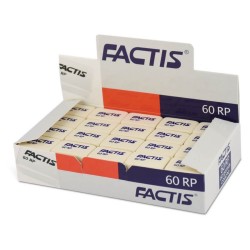 Set 60 Radiere Dreptunghiulare FACTIS RP 60, Cauciuc Sintetic, Culoare Alba, Radiera Alba, Radiere Albe, Radiere Ovale, Radiere din Cauciuc, Radiere si Gume de Sters, Set Radiere, Set Gume de Sters, Radiere FACTIS, Rechizite Scolare