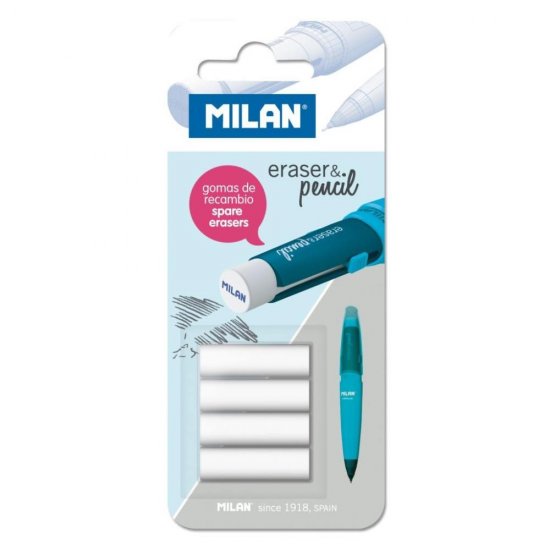Set 4 Rezerve Radiera Milan, pentru Creioane Capsule, Rezerva Radiere Creioane Mecanice, Rezerve pentru Creion, Rezerve Creion Mecanic, Radiere de Rezerva, Rezerva Radiera, Radiera de Rezerva, Set 4 Rezerve Radiera, Rezerve Radiera Grafit