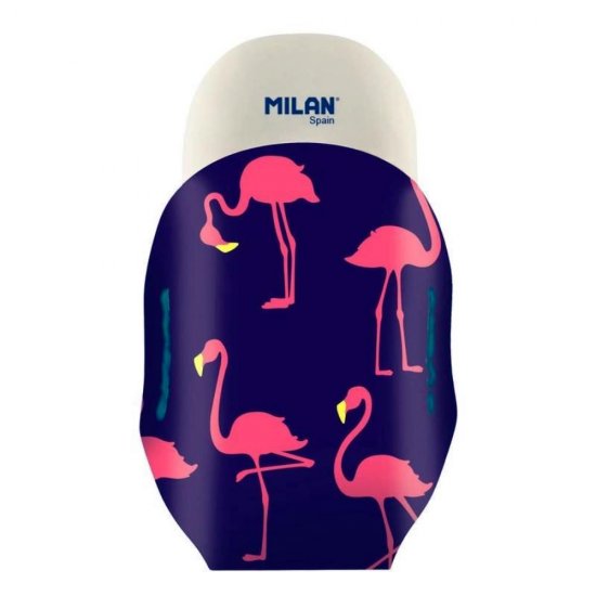Radiera din Cauciuc Sintetic Milan, Model Flamingo, Capac Protector, Radiera Creion, Radiera Creioane, Guma de Sters, Gume de Sters, Guma pentru Sters, Gume pentru Sters, Radiera de Sters, Radiere pentru Sters, Radiere Creioane