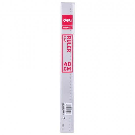 Rigla Transparenta Deli, 40 Cm, Plastic, Incolora, Rigla Din Plastic, Rigle Din Plastic, Liniar Din Plastic, Liniar Plastic, Rigle Plastic, Rigle Matematica, Rigla 40 Cm, Liniar 40 Cm, Liniar Matematica, Liniar Scoala, Rigla Scoala, Rigla Transparenta
