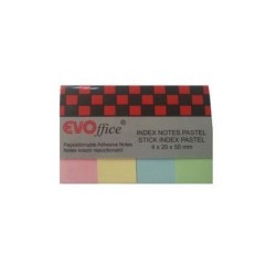 Stick Index Hartie Color EVOffice, Dimensiune 20x50 mm, 4 Culori Pastel x 50 File pe Suport din Carton Stick Index Hartie Color EVOffice, Dimensiune 20x50 mm, 4 Culori Pastel x 50 File pe Suport din Carton