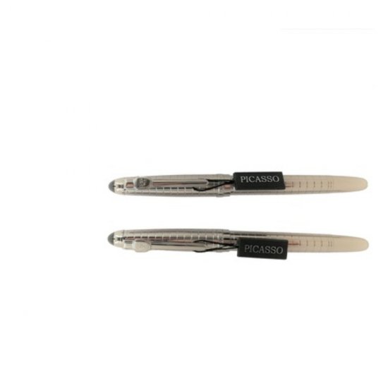 Set Pix si Stilou Picasso, Penita Placata cu Aur de 18K, Argintiu, Capac Ornat cu Cristal, Mina Pix Parker, Material Metal, Grip Negru, Stilou Placat cu Aur, Stilou cu Pix, Stilou Picasso, Pix Picasso, Pix cu Mina Parker