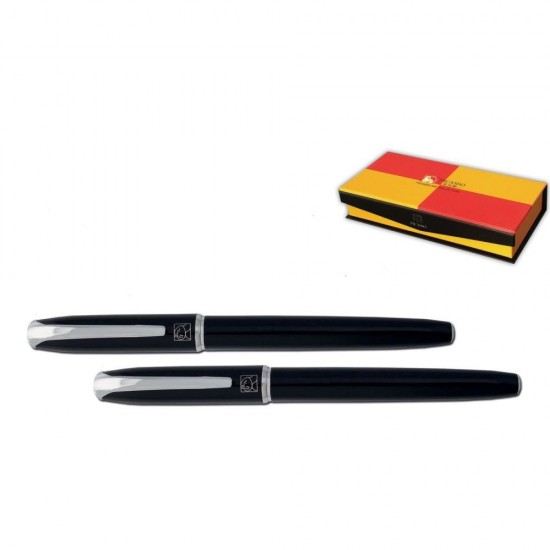 Set Pix si Stilou PICASSO, Penita Placata cu Aur 22k, cu Convertor, Corp Negru,  Set Pix si Stilou, Set Pix si Stilou Picasso, Pix Placat cu Aur, Stilou Lux, Stilou Placat cu Aur, Stilou Picasso, Pix Picasso