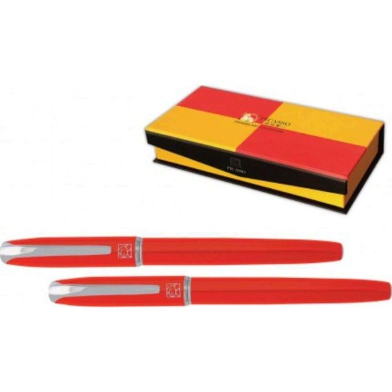 Set Pix si Stilou PICASSO, Penita Placata cu Aur 22k, cu Convertor, Corp Rosu., Set Pix si Stilou, Set Pix si Stilou Picasso, Pix Placat cu Aur, Stilou Lux, Stilou Placat cu Aur, Stilou Picasso, Pix Picasso