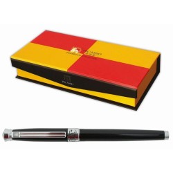 Stilou Metalic PICASSO, Penita Placata cu Aur de 22K, Negru cu Ornamente Argintii, cu Convertor, Stilou de Lux, Stilou Scolar, Stilouri Scolare, Stilou din Metal, Instrumente de Scris, Stilou PICASSO, Stilou Placat cu Aur, Stilou cu Convertor