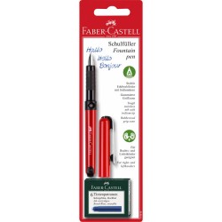 Stilou cu Penita Iridium Tip A Faber-Castell Scholar Vario, Culoare Corp Rosu, 6 Cartuse Cerneala, Grip Cauciucat, Stilou Faber-Castell, Stilou Scoalr Vario, Stilouri Faber-Castell cu Rezerva Standard, Stilouri Faber-Castell cu Rezerva