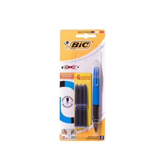 Stilou BIC Xpen Standard, Penita Iridium si 6 Patroane de Cerneala, Culoare Albastru, Stilou cu Rezerva, Stilou Rezerva BIC, Stilou BIC, Stilou cu 6 Rezerve, Stilouri BIC cu Cerneala Albastra, Stilouri Scoala cu Rezerva, Stilou Albastru pentru Scoala