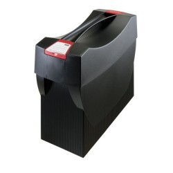 Suport Dosare Suspendabile, Polistiren, 390x150x260 mm, Capac si Maner, Capacitate 20 Dosare, Negru, Suport din Plastic pentru Documente, Organizator Dosare Suspendabile
