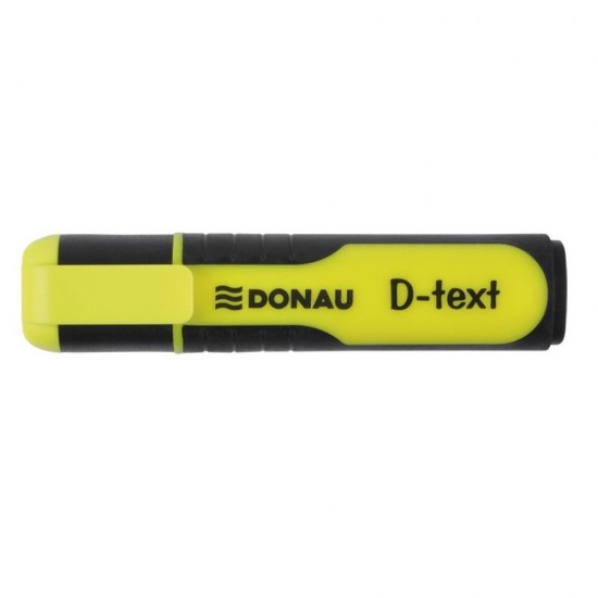 Set 10 Textmarkere DONAU D-text, Varf Tesit si Scriere de 1-5 mm, Corp cu Grip, Culoare Galben Fluorescent, Textmarker Birou, Evidentiator, Instrumente de Scris