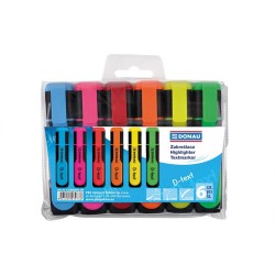 Set 6 Textmarkere DONAU D-text, Varf Tesit si Scriere de 1-5 mm, Corp cu Grip , Multicolor Fluorescent, Textmarker Birou, Evidentiator, Instrumente de Scris