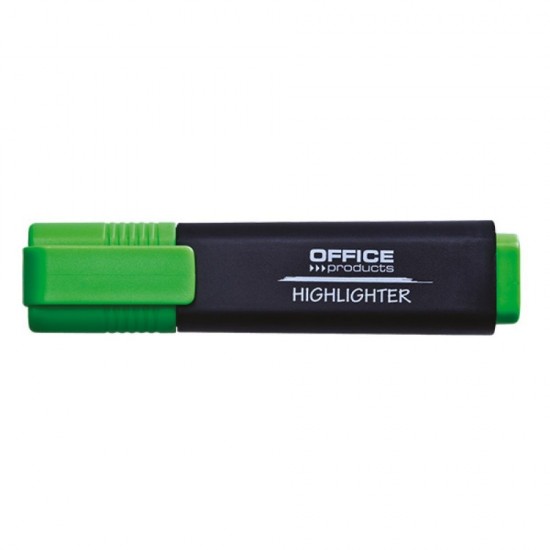 Set 10 Textmarkere OFFICE Products, Varf Tesit si Scriere de 1-5 mm, Culoare Verde Fluorescent, Textmarker Birou, Evidentiator, Instrumente de Scris
