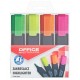 Set 4 Textmarkere OFFICE Products, Varf Tesit si Scriere de 1-5 mm, Multicolor Fluorescent, Textmarker Birou, Evidentiator, Instrumente de Scris