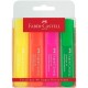 Set 4 Textmarkere Faber – Castell 1546, Diverse Culori Super Fluorescente, Rechizite Scolare, Textmarkere Pigmentate, Accesorii pentru Birou, Markere Fluorescente Scoala, Textmarkere Colorate