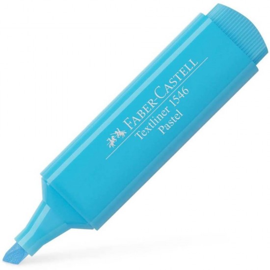 Textmarker Faber – Castell 1546, Bleu Pastel, Rechizite Scolare, Textmarker Pigmentat, Accesorii pentru Birou, Marker Pastel Scoala, Textmarker Bleu