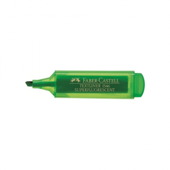 Textmarker Faber – Castell 1546, Verde Super Fluorescent, Rechizite Scolare, Textmarker Pigmentat, Accesorii pentru Birou, Marker Fluorescent Scoala, Textmarker Verde