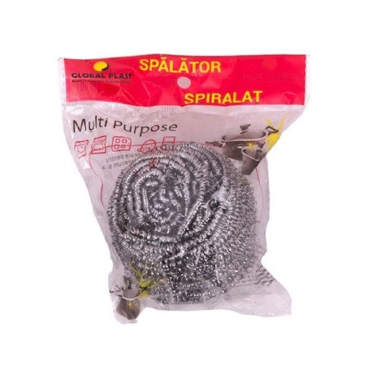 Burete din Inox Spiralat Zorex Pro, Culoare Argintie, Blister, Bureti din Inox Spiralati, Bureti de Vase din Inox, Bureti Metalici, Burete pentru Curatenie, Bureti pentru Casa, Spalator din Inox, Spalator Metalic