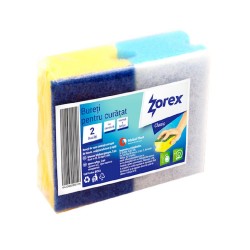 Set 2 Bureti de Vase cu Canelura, 93x65x45 mm, Spuma Poliuretanica si Fibra Abraziva, Diverse Culori, Burete Teflon, Burete Vase Zorex Clasic, Bureti Curatare, Burete pentru Menaj, Bureti pentru Casa