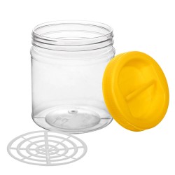 Borcan Pet Rotund cu Capac, 1 L, Culoare Recipient Transparent, Culoare Capac Galben, Borcan Pet, Borcan Rotund, Borcan cu Capac, Borcan Pet cu Capac, Borcan Plastic, Flacon Plastic, Borcan 1 L
