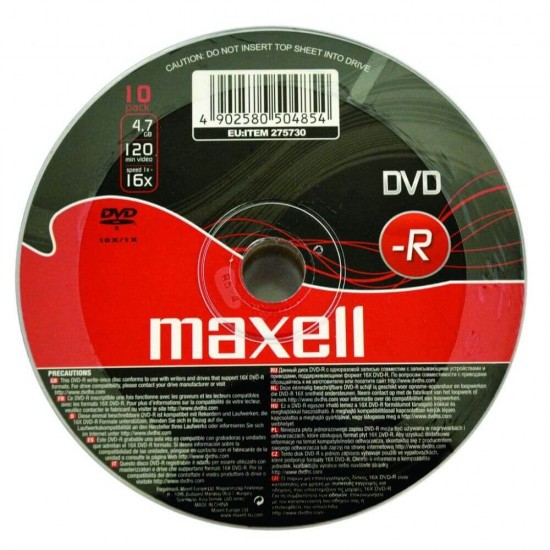Set 10 DVD-R Inscriptibil Maxell, Capacitate 4.7 GB, Viteza 16x, DVD+R Maxell, DVD-R Printabil, DVD-R 16x4.7 GB, Maxell DVD-R 16x4.7 GB la Set, DVD-R Inregistrare Jocuri si Muzica 