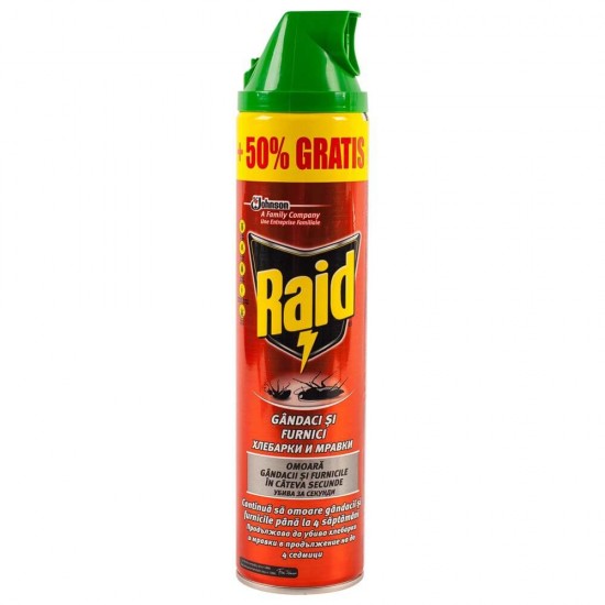 Spray Anti Insecte Raid, 600 ml, Insecticid, Ideal pentru Gandaci si Furnici, Spray Insecticid pentru Taratoare, Spray Raid Anti Gandaci si Furnici, Spray Raid Impotriva Gandacilor si Furnicilor, Insecticid Raid, Insecticide Raid