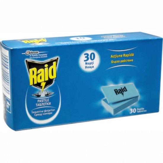 Rezerve Pastile Anti Tantari Raid, 30 Buc/Set, Impotriva Tantarilor, Insecticid, Rezerve Pastile Aparat Impotriva Tantarilor Raid, 30 Pastile pentru Aparat Electric Anti Tantari cu Pastile Raid, Rezerve Pastila Aparate Raid Impotriva Tantarilor