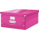 Cutie Depozitare Mare din Carton Solid Laminat Leitz Click and Store, 369x200x482, Roz, Cutie Carton Colorata, Cutie Depozitare Colorata, Cutie Mare pentru Obiecte, Cutie Mare Roz, Cutie Rezistenta