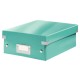 Cutie Organizer Mica din Carton Solid Laminat Leitz Click and Store, 220x100x282, Turcoaz, Cutie Carton Colorata, Cutie Depozitare Turcoaz, Cutie Mica pentru Obiecte, Cutie Mica Simpla, Cutie Rezistenta