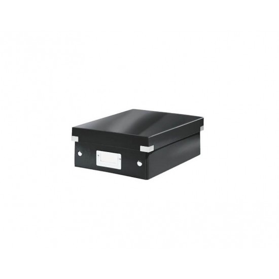 Cutie Organizer Mica din Carton Solid Laminat Leitz Click and Store, 220x100x282mm, Negru, Cutie Carton Clasica, Cutie Depozitare Neagra, Cutie Mica pentru Obiecte, Cutie Mica Simpla, Cutie Rezistenta