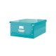 Cutie Depozitare Mare din Carton Solid Laminat Leitz Click and Store, 369x200x482, Turcoaz, Cutie Carton Colorata, Cutie Depozitare Colorata, Cutie Mare pentru Obiecte, Cutie Mare Turcoaz, Cutie Rezistenta