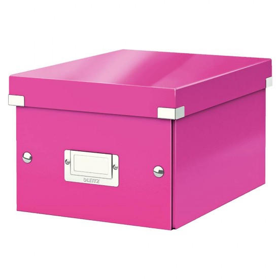 Cutie Depozitare Mica Leitz Click and Store, 220x160x282 mm, Roz, Carton Solid Laminat, Cutie de Depozitare, Cutii de Depozitare, Cutii Mici Depozitare, Cutie Roz, Cutii Carton, Cutie pentru Depozitare, Cutii pentru Depozitare, Cutii Pliabile, Cutie Birou
