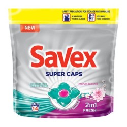 Detergent de Rufe SAVEX Super Caps Fresh, 2 in 1, 14 Capsule, Detergent Rufe, Detergent Caps, Detergent Automat Capsule, Detergent Capsule pentru Haine, Detergent Capsule pentru Rufe, Capsule Detergent pentru Haine