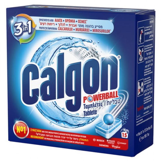 Detergent Anticalcar Tablete CALGON 3 in1, 15 Tablete, Parfum Fresh, Aditiv Impotriva Depunerilor de Calcar, Calgon Tablete pentru Calcar, Detergent Anticalcar pentru Masina de Spalat, Tablete de Curatare pentru Masina de Spalat