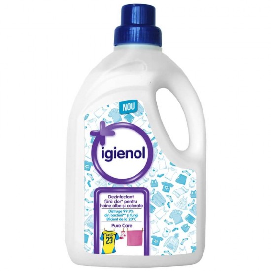 Detergent Dezinfectant pentru Rufe Igienol Pure Care, 1.5 L, Igienol Solutie Dezinfectanta pentru Rufe Albe si Color, Detergent Automat Dezinfectant pentru Rufe, Detergent Rufe Igienol, Solutie Dezinfectanta pentru Rufe, Igienol Dezinfectant pentru Rufe
