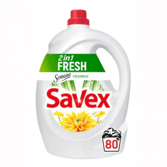 Detergent de Rufe Lichid SAVEX 2 in 1 Parfum Lock Fresh, 4.4L, 80 Spalari, Detergent Lichid pentru Rufe, Detergent Automat pentru Haine, Detergenti Lichid pentru Haine, Solutii Curatare a Hainelor