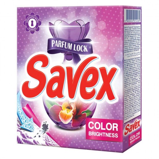 Detergent Pudra pentru Rufe SAVEX Parfum Lock Color Brightness, 300 g, Detergent SAVEX, Detergent Pudra, Detergent Pudra Automat, Detergent Automat pentru Haine, Solutii Curatare Haine, Detergent Rufe Automat