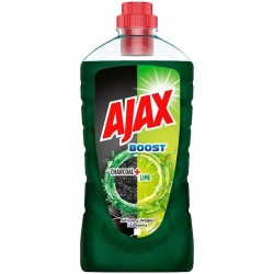 Solutie Suprafete Ajax Boost Charcoal, 1 L, Solutie Curatat Suprafete, Solutie de Curatat cu Carbune Activ si Lamaie Verde, Detergent Lichid Suprafete, Detergent cu Carbune Activ si Lamaie Verde, Solutie Curatat Suprafete cu Carbune Activ