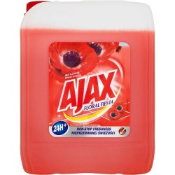 Detergent Universal AJAX Floral Fiesta Red Flowers, 5 L, Parfum Flori Rosii, Detergent Lichid pentru Pardoseli, Solutie pentru Podea, Detergent Lichid Ajax, Solutie Universala de Curatat, Produse de Curatenie